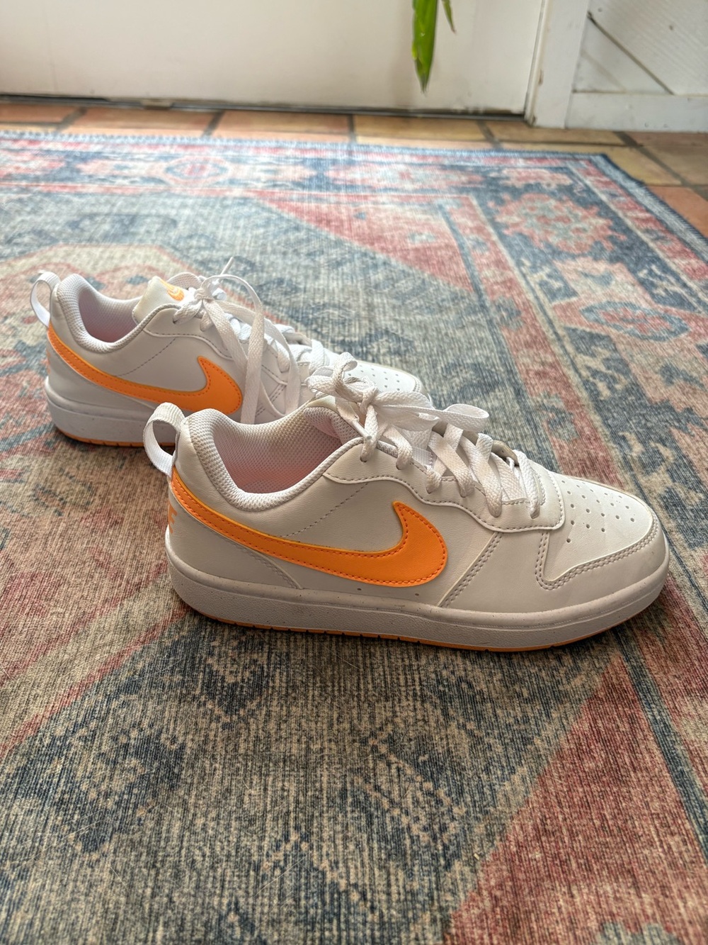 Nike White Mesh Sneaker with Orange Insole